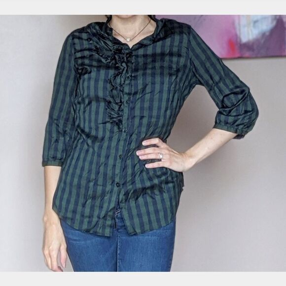 Converse Ruffle Checkered Button Up Top Size XSmall - Picture 5 of 5